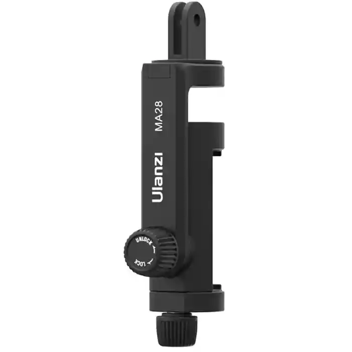 Ulanzi MA28 Phone Stand Clamp Gopro Tripod Mount 360 Rotation Phone Clip with Cold Shoe for Microphone Led Video Vlog Live